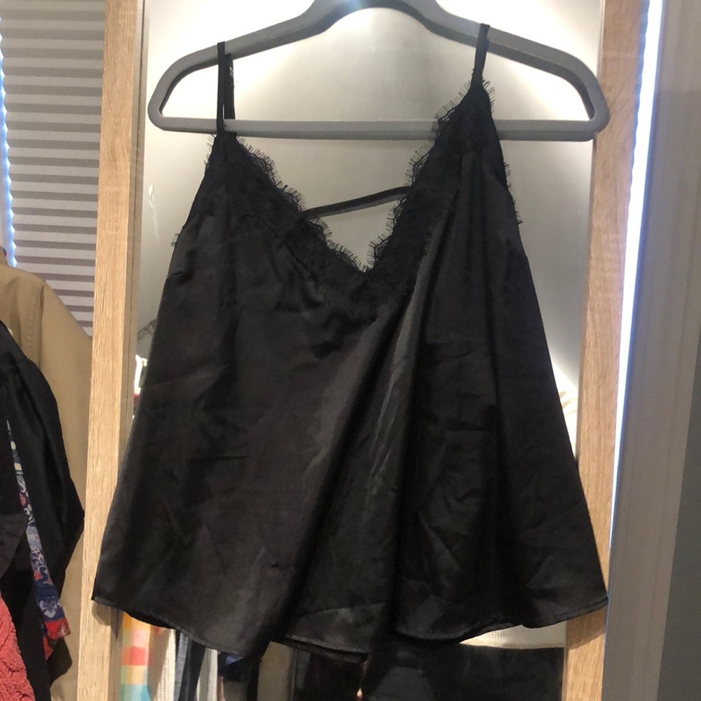 black sheer, lace tank top